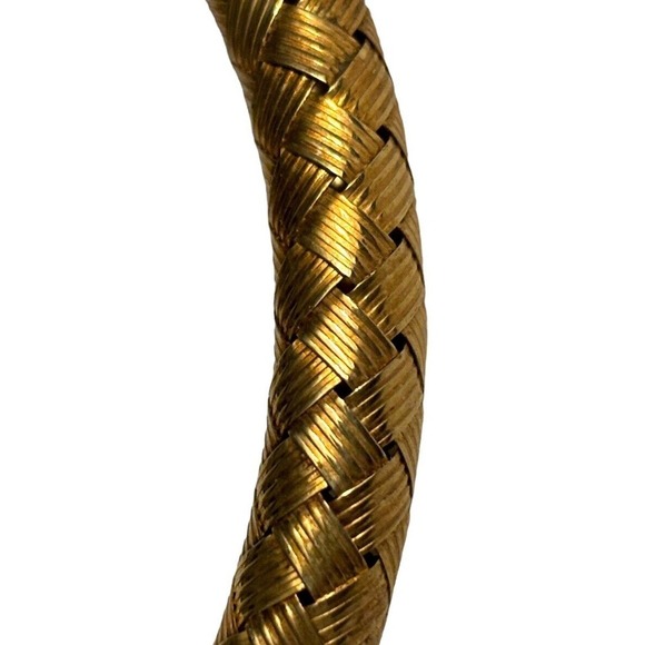 Arte d'Argento Sterling Silver Textured Woven Bracelet Italy Yellow 15.5g - Picture 6 of 9